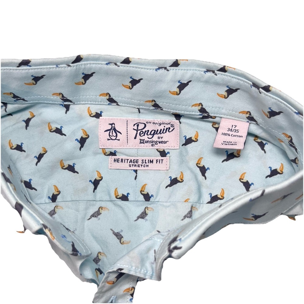 Original Penguin Men's Button Down Long Sleeve 17 34/35 EUC Toucans‎